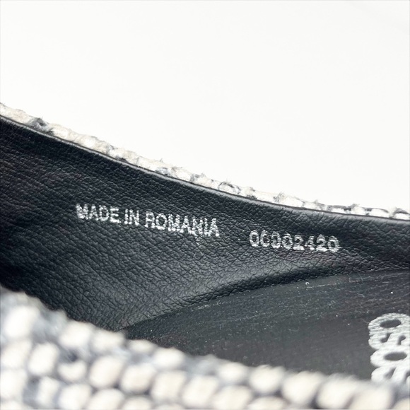 ASOS Reptile Snakeskin Mules 40 9.5 black white neutral square toe shoes heels - Picture 9 of 13